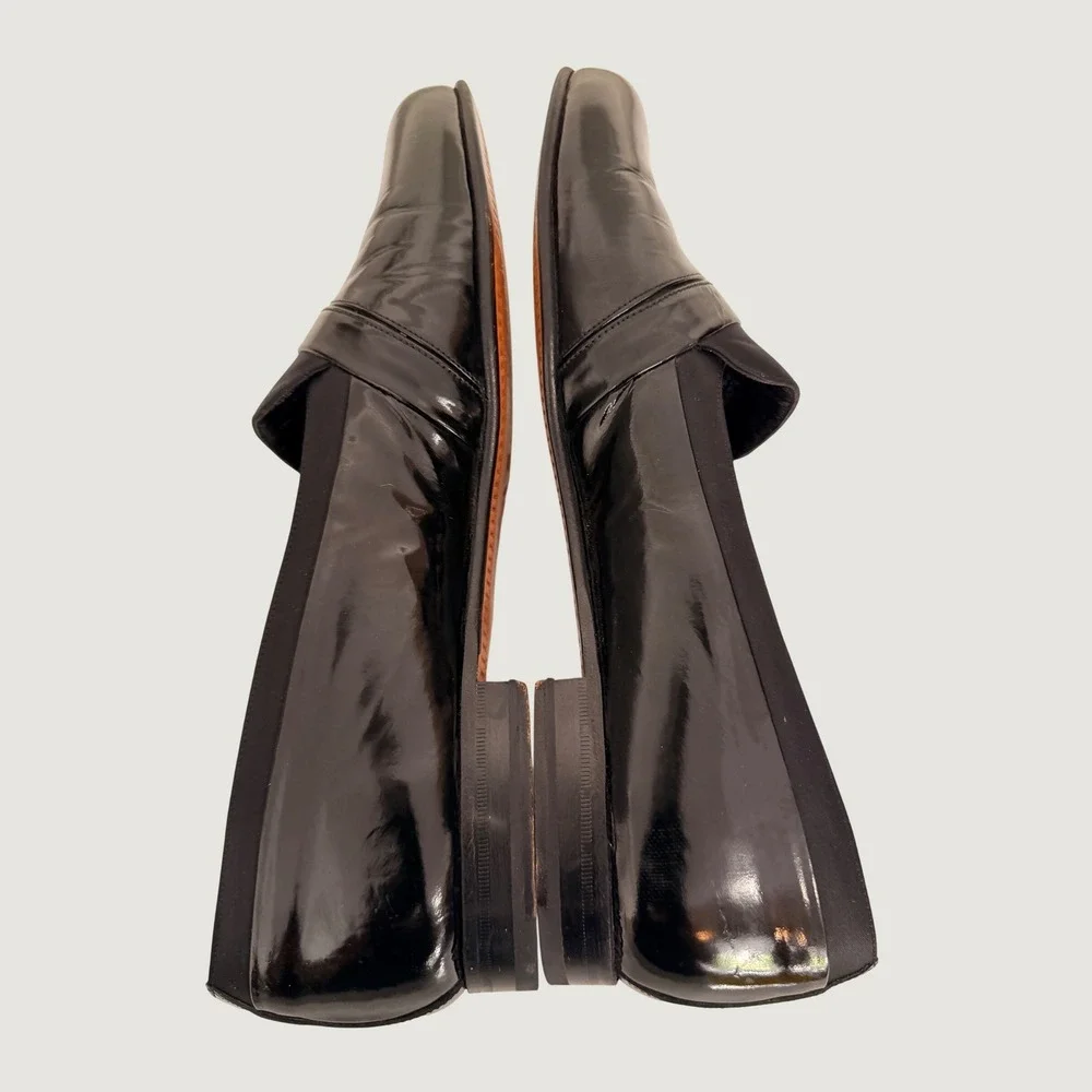 Mezlan Mens Black Patent Leather Loafers Dress Shoes Handcrafted Spain Size 9.5M